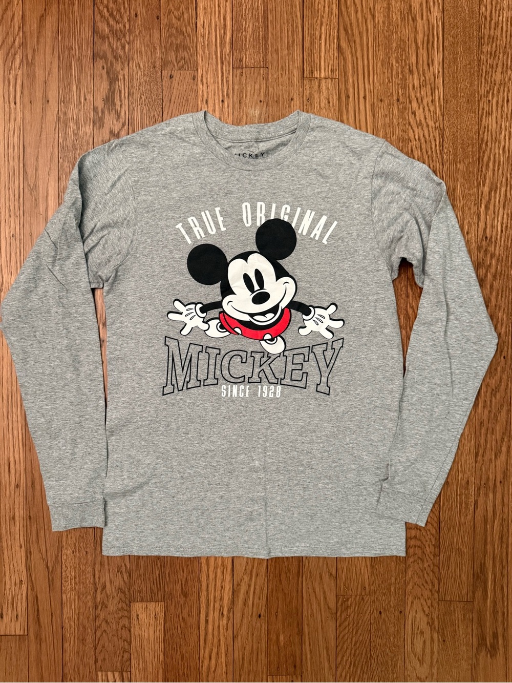 Disney Gray Mickey Mouse Graphic Long Sleeve Tee Mens/Women’s size SMALL